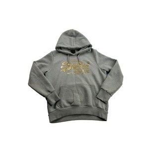 Superdry - Womens Embossed Logo Gray Pullover Hoodie Sweatshirt - Size 12